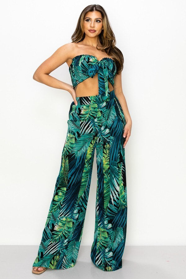 Set  De Top y Pantalón de Hojas verdes