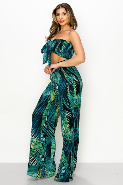 Set  De Top y Pantalón de Hojas verdes