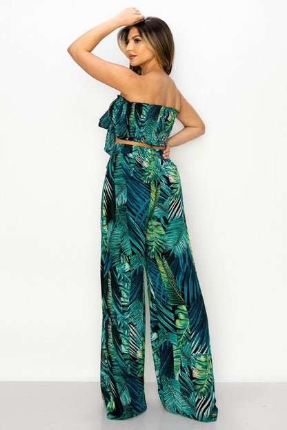 Set  De Top y Pantalón de Hojas verdes